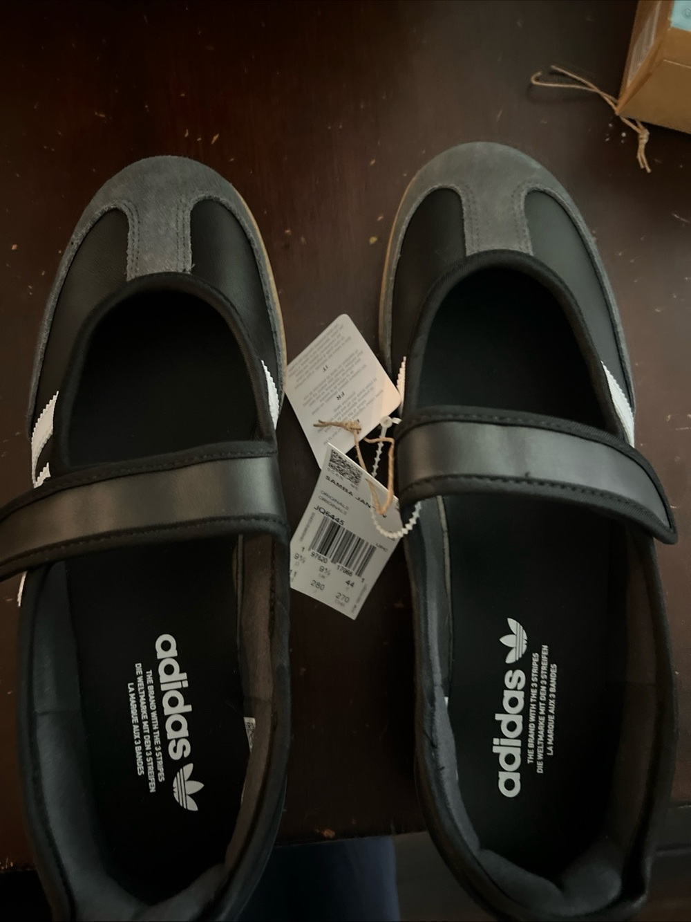 adidas Black and Gray Mary Jane Athletic Shoes